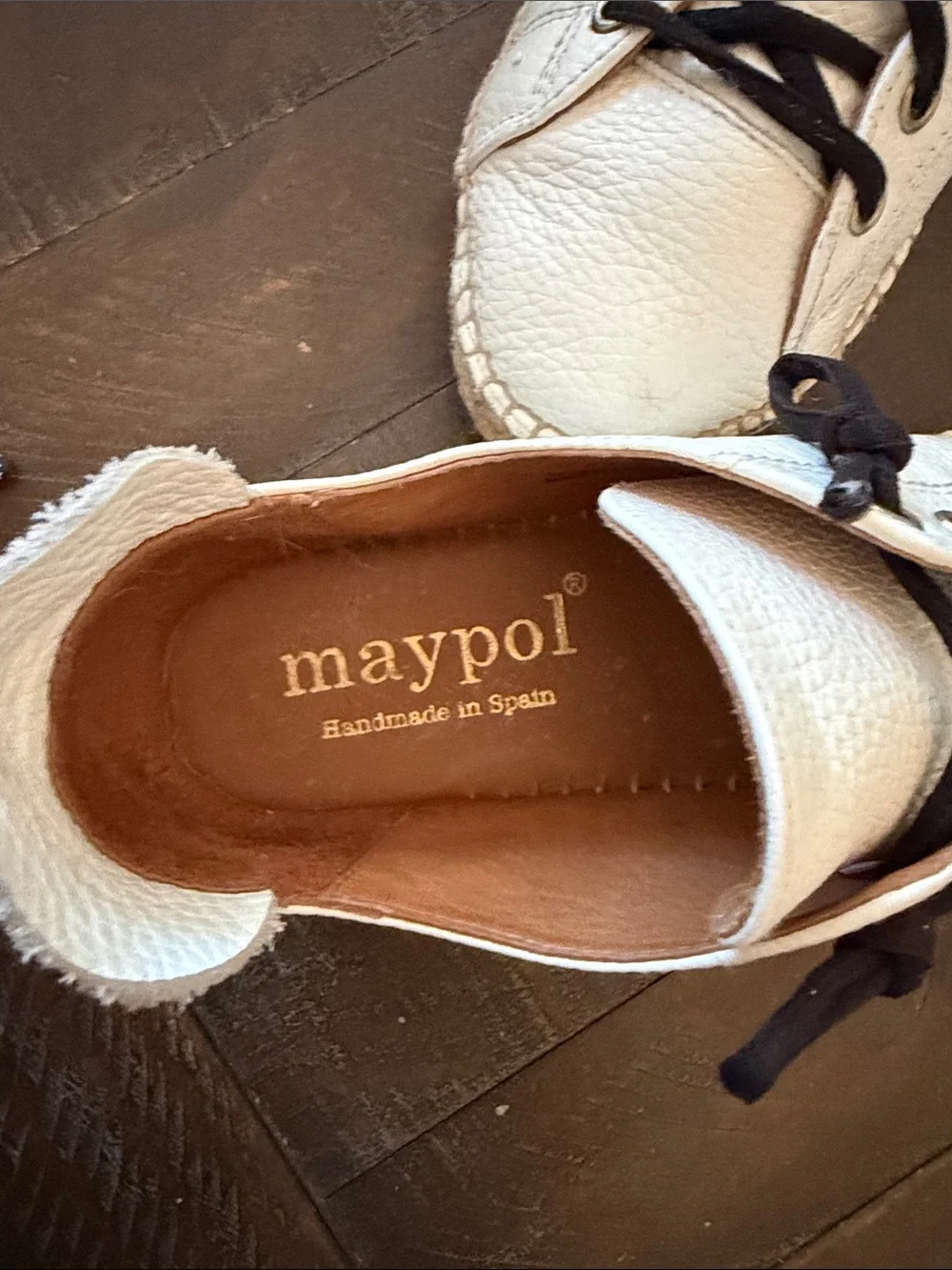 Anthropologie Maypol White Leather Espadrille Sneakers with Black Laces